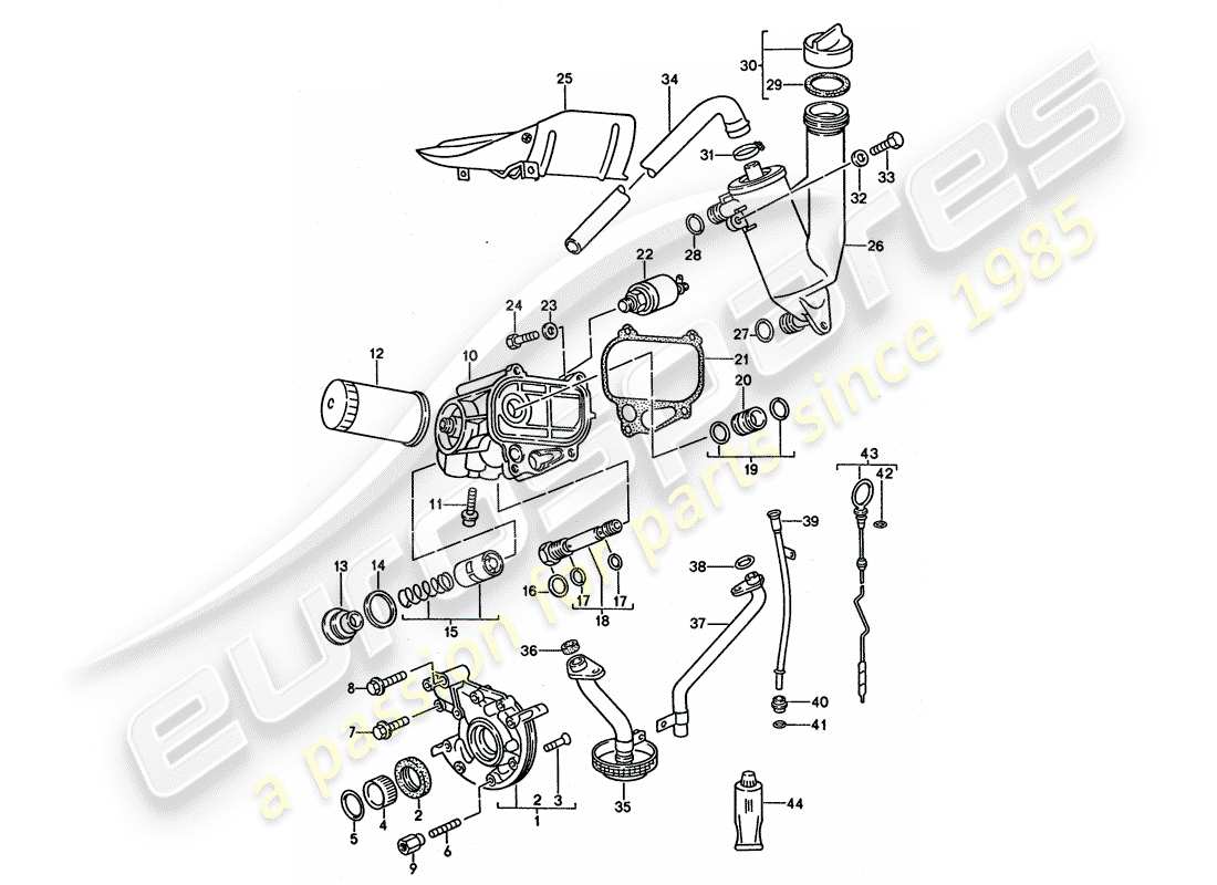 porsche 1992 (968) engine lubrication part diagram