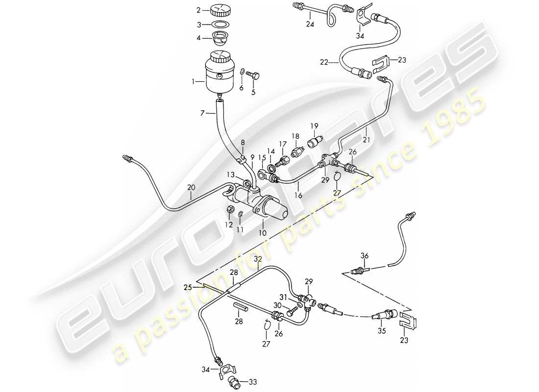 porsche 1967 (911/912) reservoir for - brake fluid - brake master cylinder - d >> - mj 1967 parts diagram