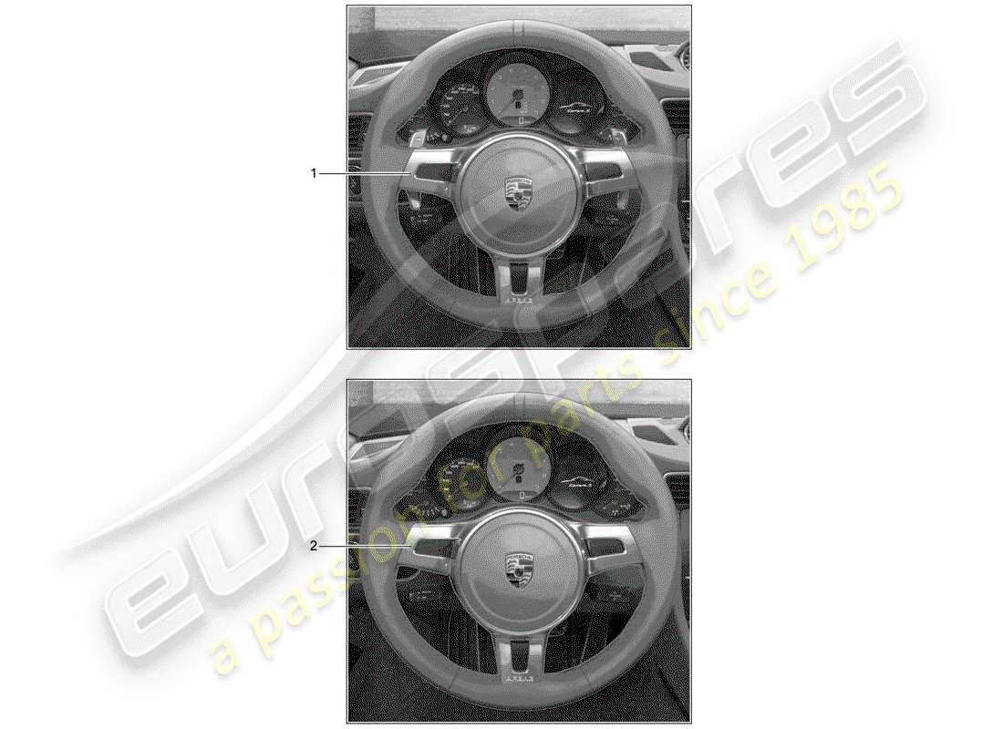 porsche 2012 (tequipment 98x/99x) steering wheel parts diagram