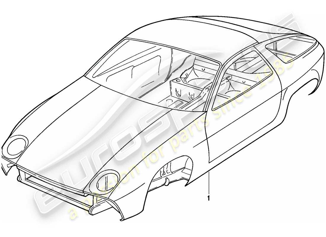 porsche 928 (1985) car body - primed - sealed - underbody protection - sprayed with filler part diagram