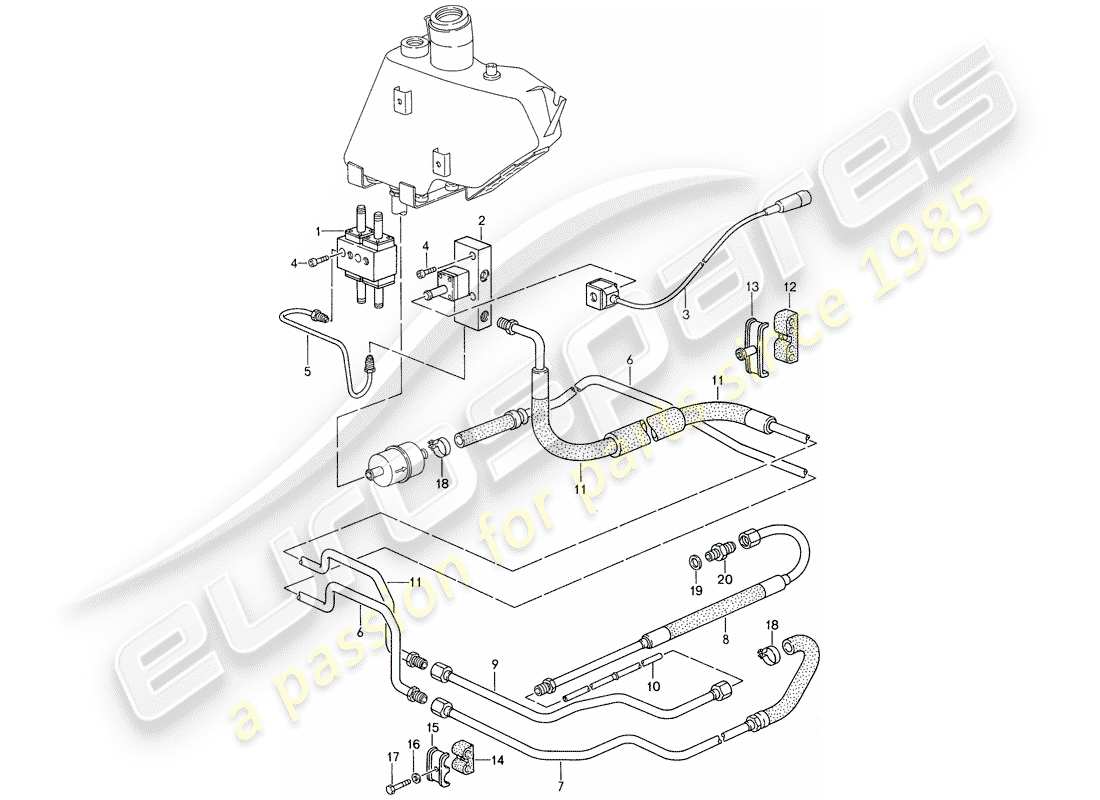 porsche 1987 (959) self levelling system - control parts diagram