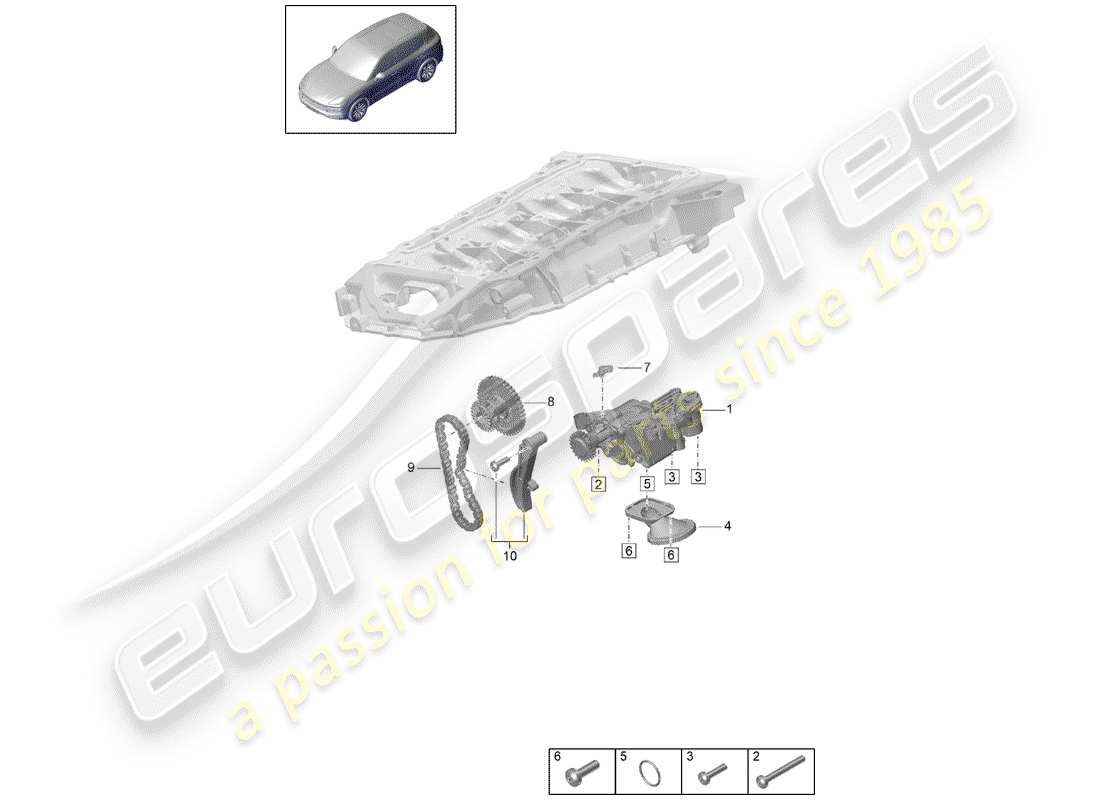 porsche 2020 (cayenne e3 9ya/9yb) oil pump part diagram