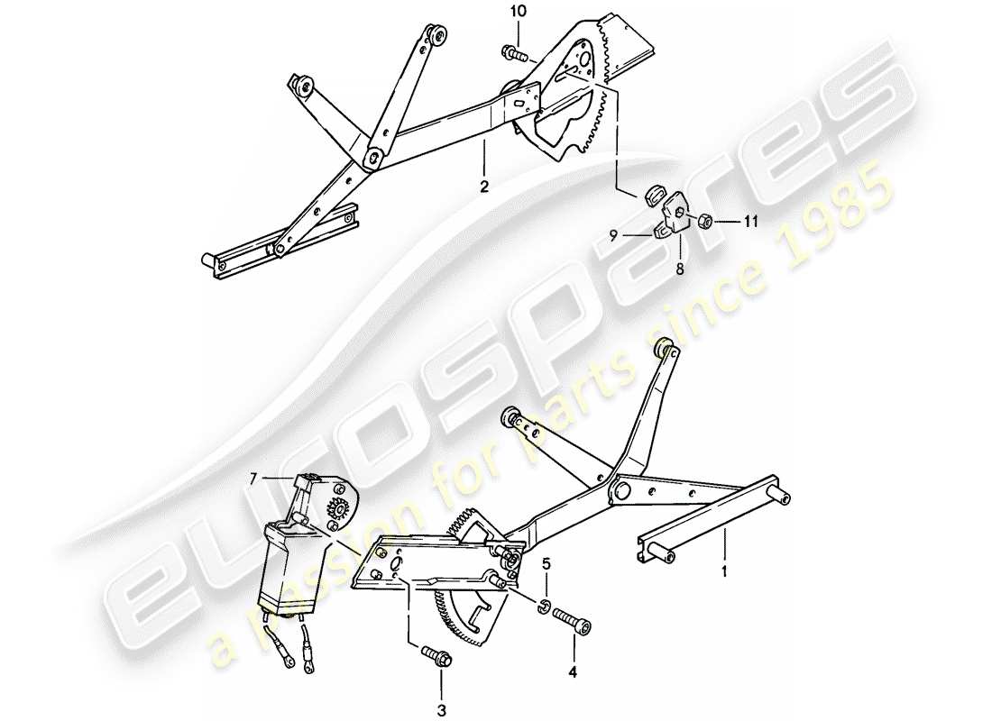 porsche 1984 (911) window regulator part diagram