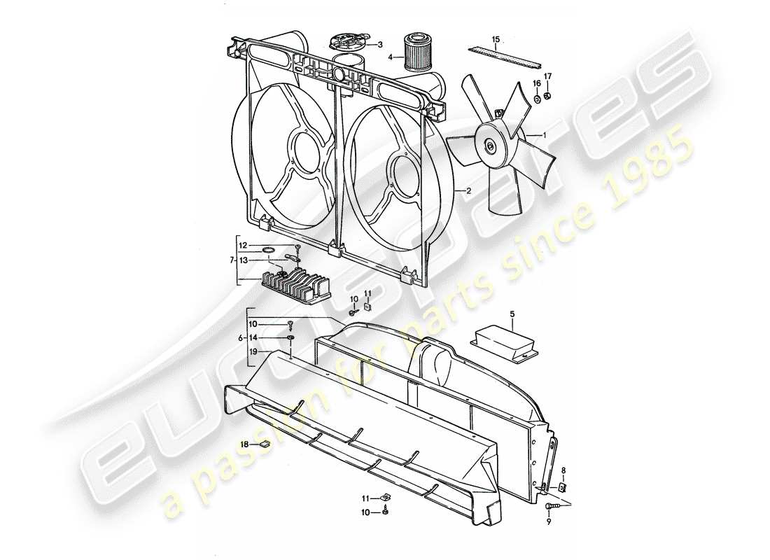 porsche 1993 (928) water cooling 2 parts diagram