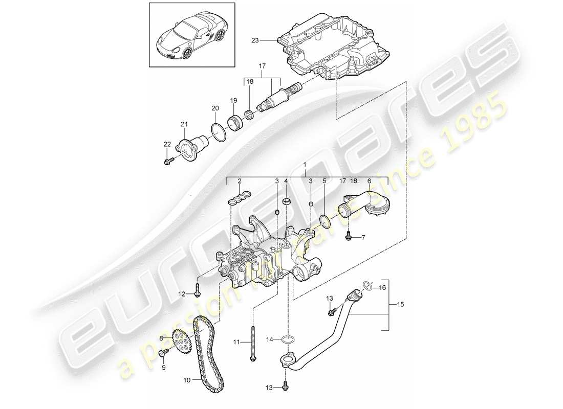 porsche 2009 (987 boxster) oil pump parts diagram