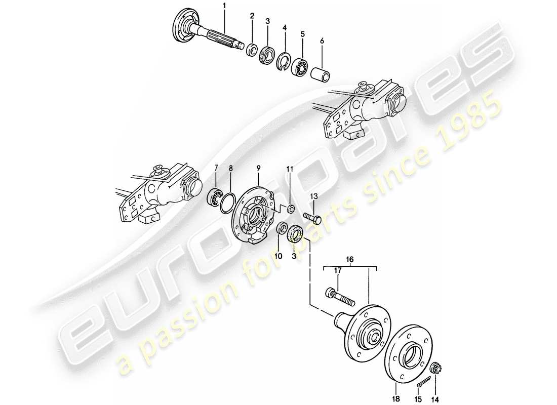 porsche 1984 (944) rear wheel shaft - lubricants parts diagram