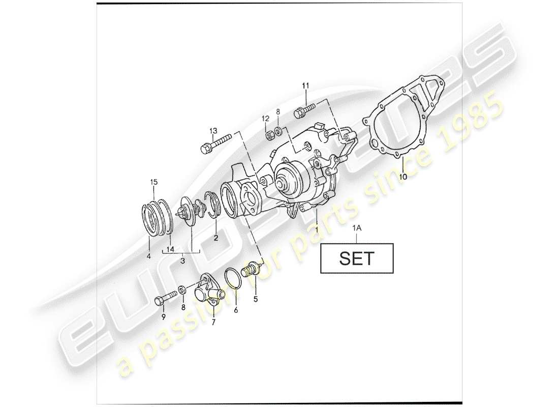 porsche 1989 (944) water pump parts diagram