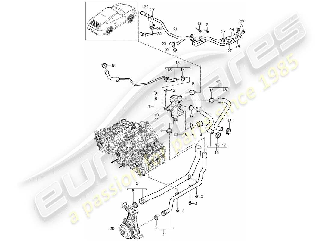 porsche 2010 (997-2) connection parts diagram