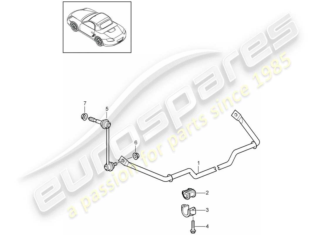 porsche 2009 (987 boxster) anti-roll bar parts diagram