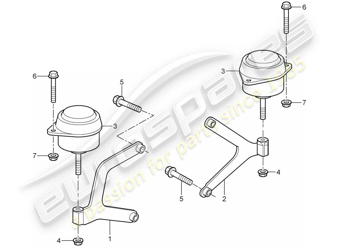 porsche 1997 (986 boxster) manual gearbox gearbox mounting d - mj 2000>> part diagram
