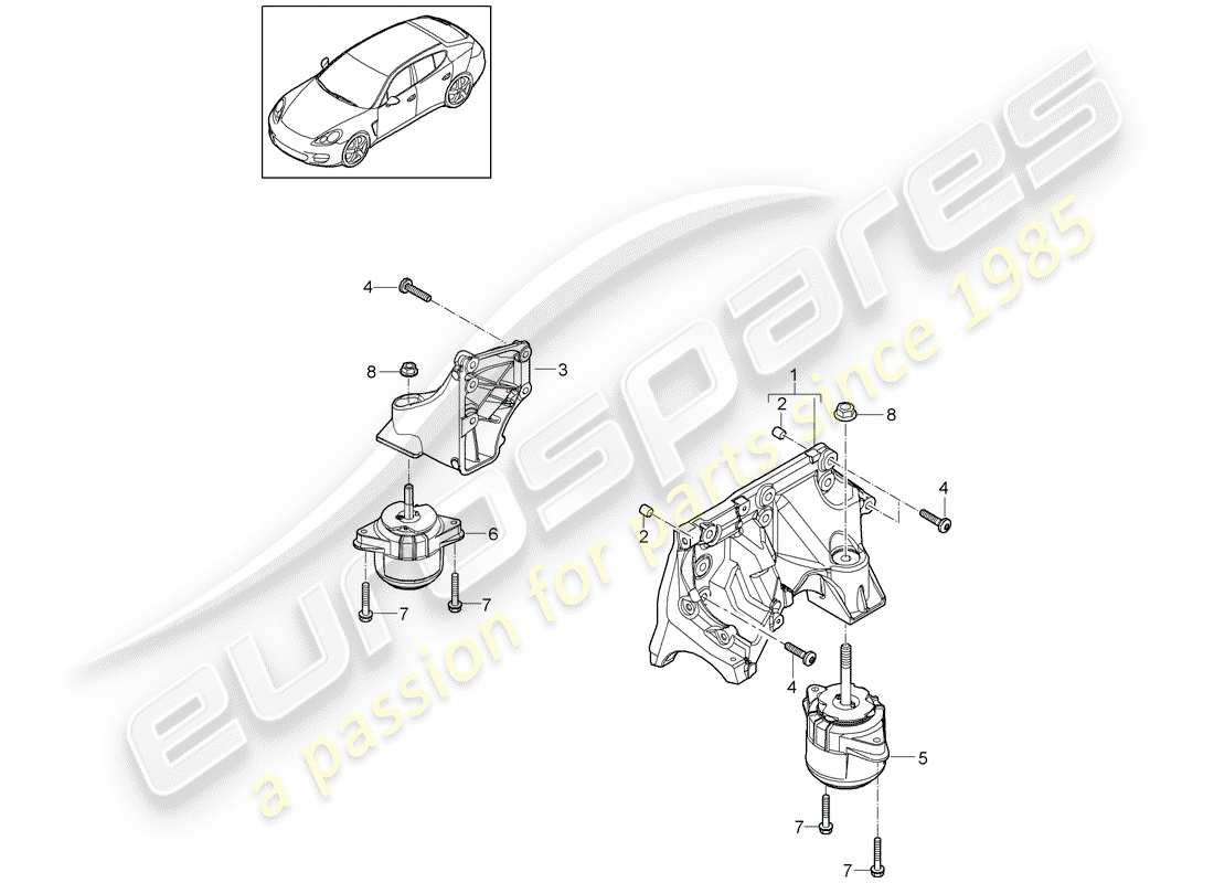 porsche panamera 970 (2011) engine suspension parts diagram