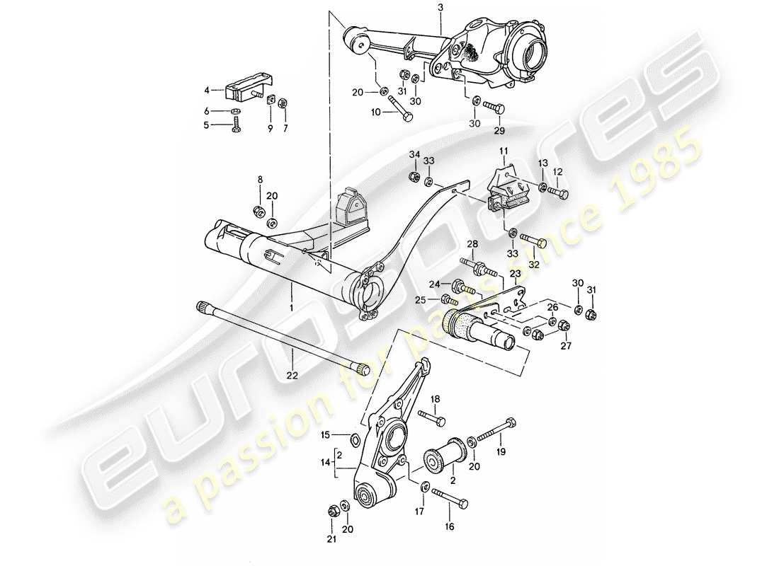 porsche 1995 (968) rear axle carrier - rear axle steering part diagram