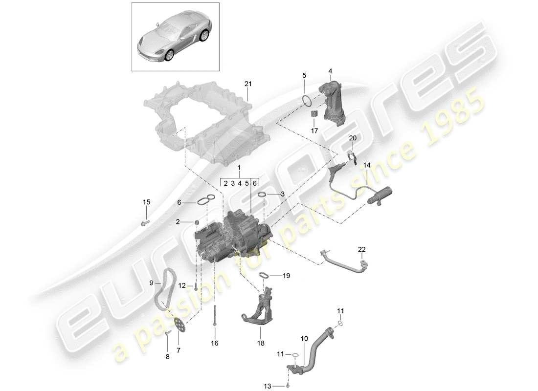 porsche 2018 (718 cayman) engine (oil press./lubrica.) oil pump part diagram