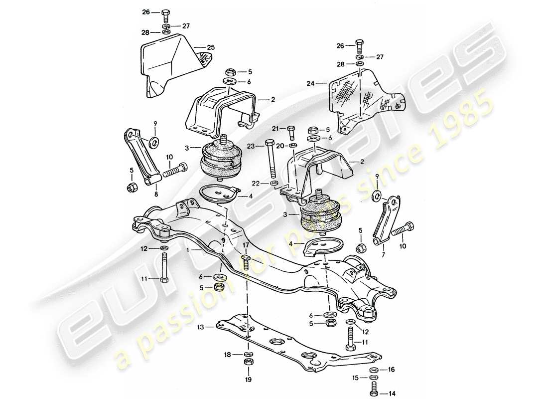 porsche 1995 (928) engine suspension parts diagram