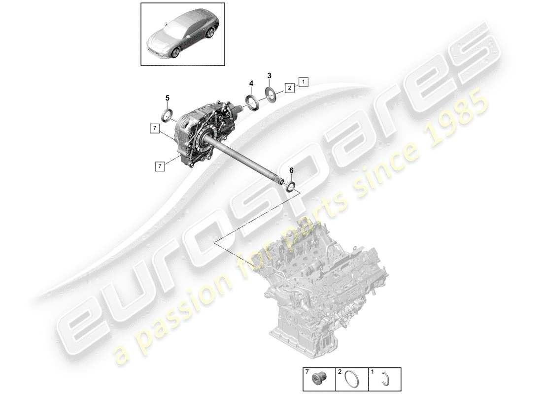 porsche 2020 (panamera 971-1) front axle differential individual parts part diagram