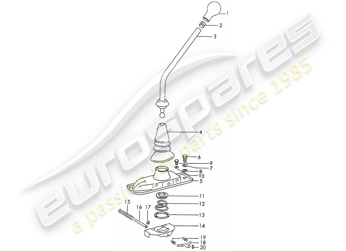 porsche 1973 (911) shift lever - transmission control - 4th/5th gear - model year - -71/72- part diagram