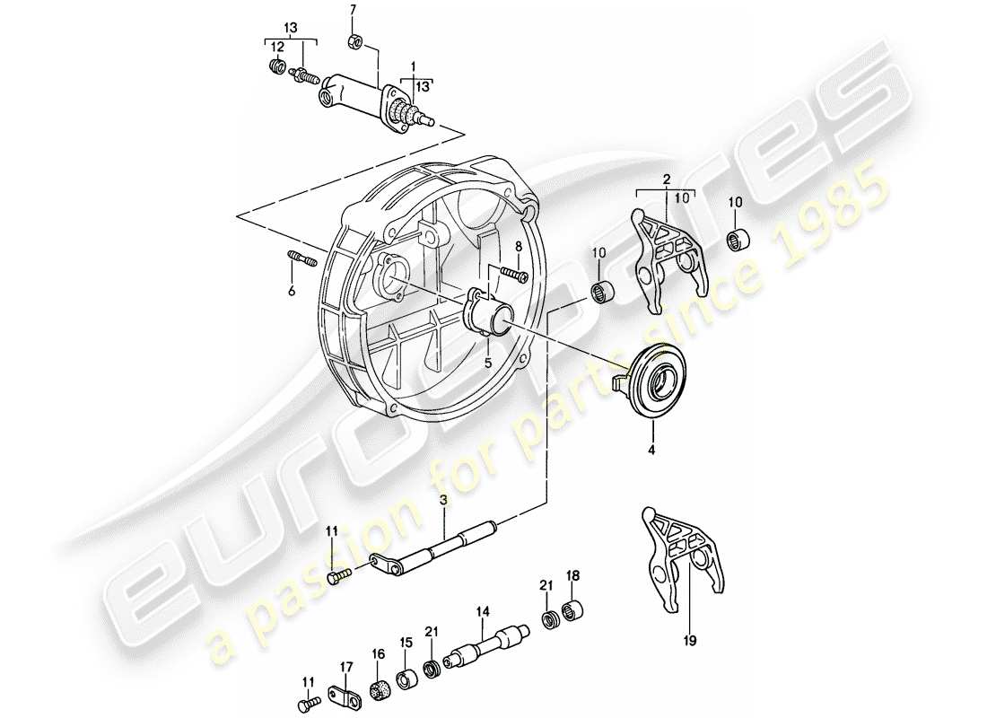 porsche 1987 (911) clutch release - hydraulic part diagram