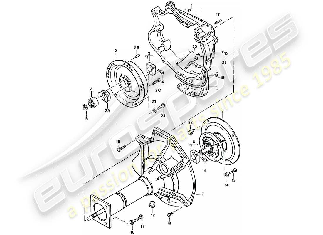 porsche 1980 (924) central tube - automatic transmission parts diagram