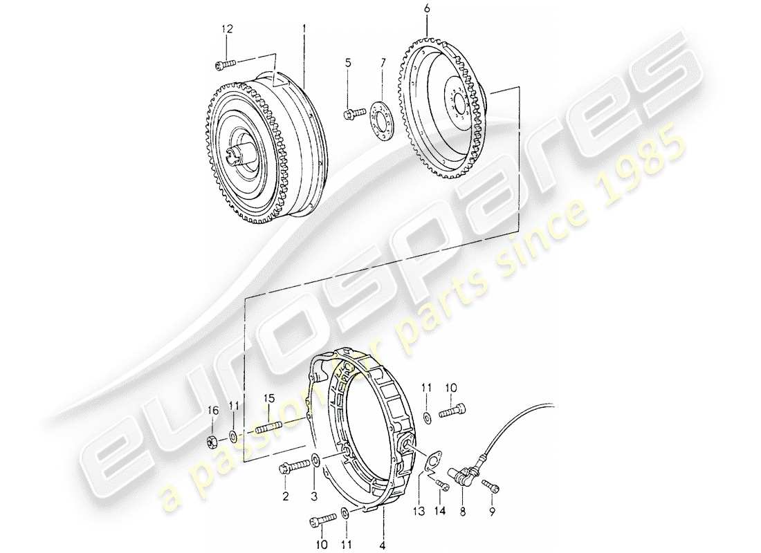 porsche 1990 (964) tiptronic - torque converter parts diagram