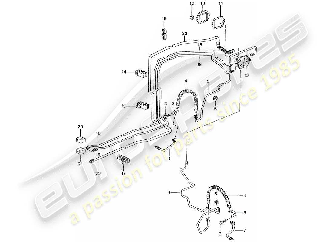 porsche 2001 (986 boxster) brake line front axle underbody vacuum line parts diagram