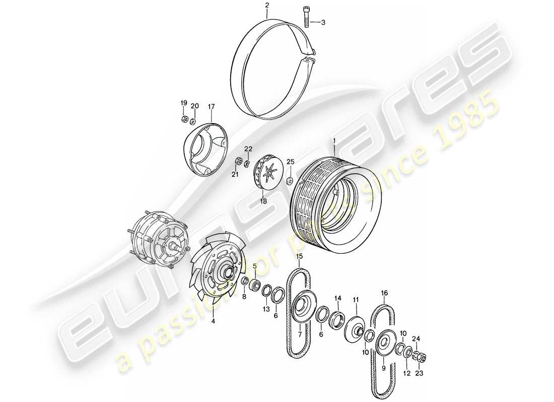 porsche 1988 (959) air cooling parts diagram