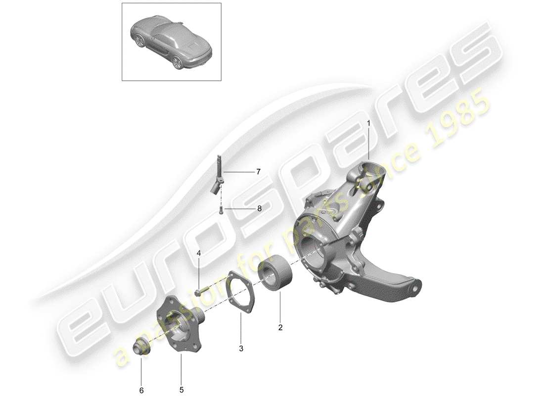 porsche 2015 (981 boxster) rear axle wheel carrier wheel hub parts diagram
