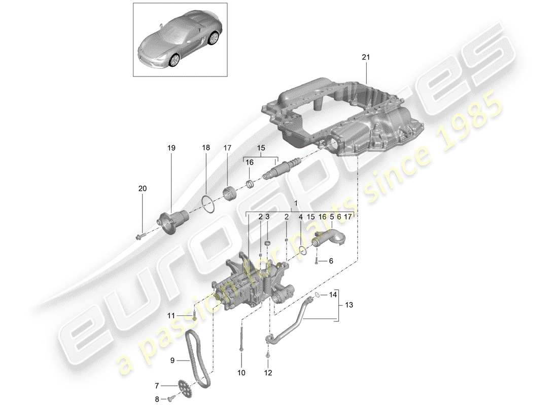 porsche 2016 (981 boxster spyder) oil pump parts diagram
