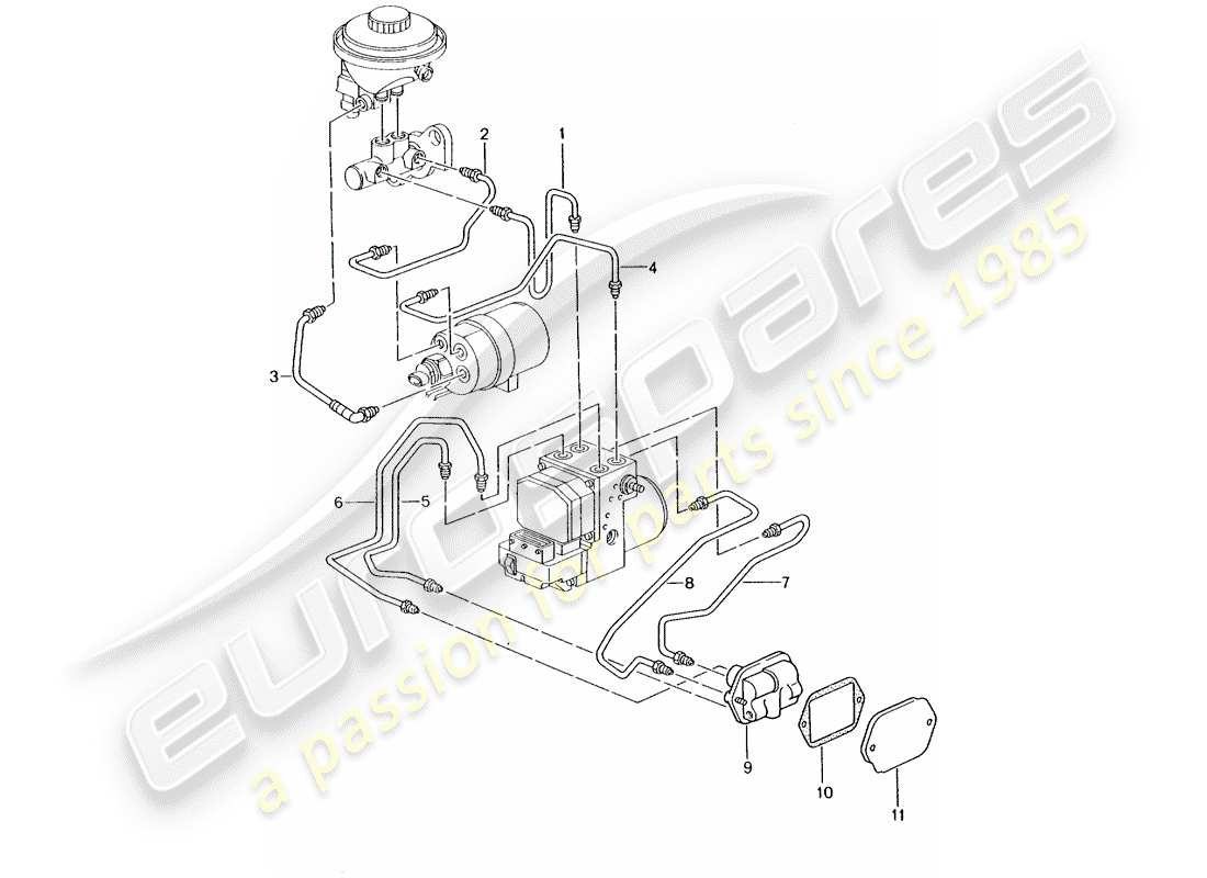 porsche 2002 (986 boxster) brake line front end d - mj 2001>> parts diagram