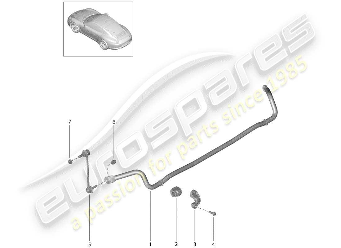 porsche 2016 (991-1) anti-roll bar parts diagram