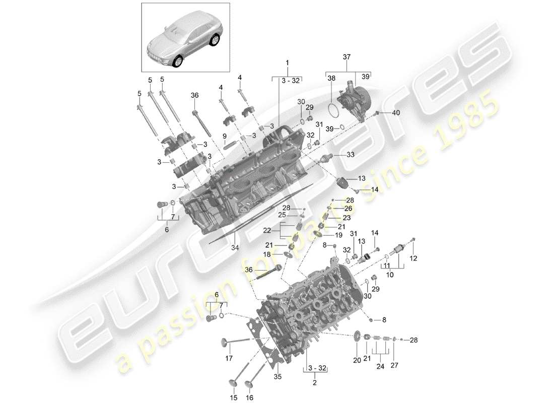 porsche 2017 (macan) cylinder head vacuum pump part diagram