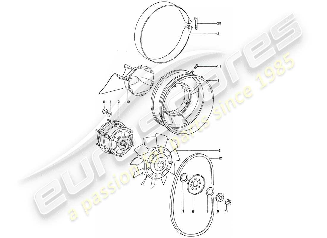 porsche 1974 (911) air cooling part diagram
