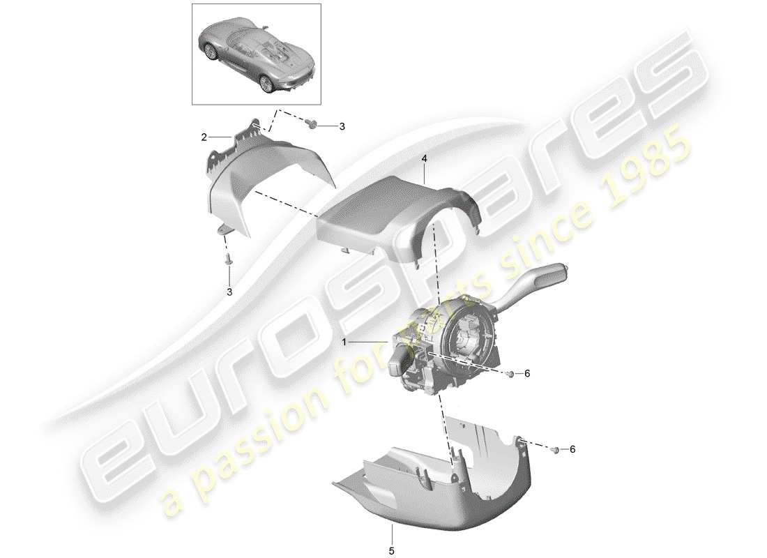 porsche 2015 (918 spyder) steering column switch parts diagram