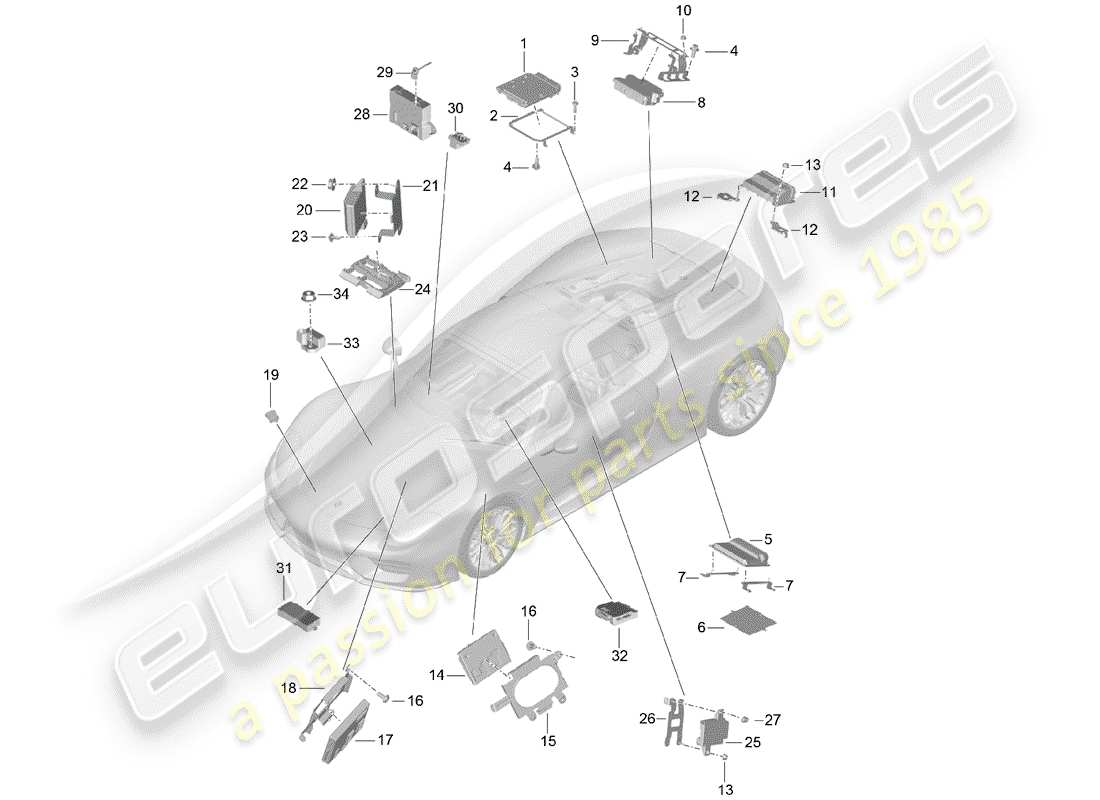 porsche 2015 (918 spyder) control units parts diagram