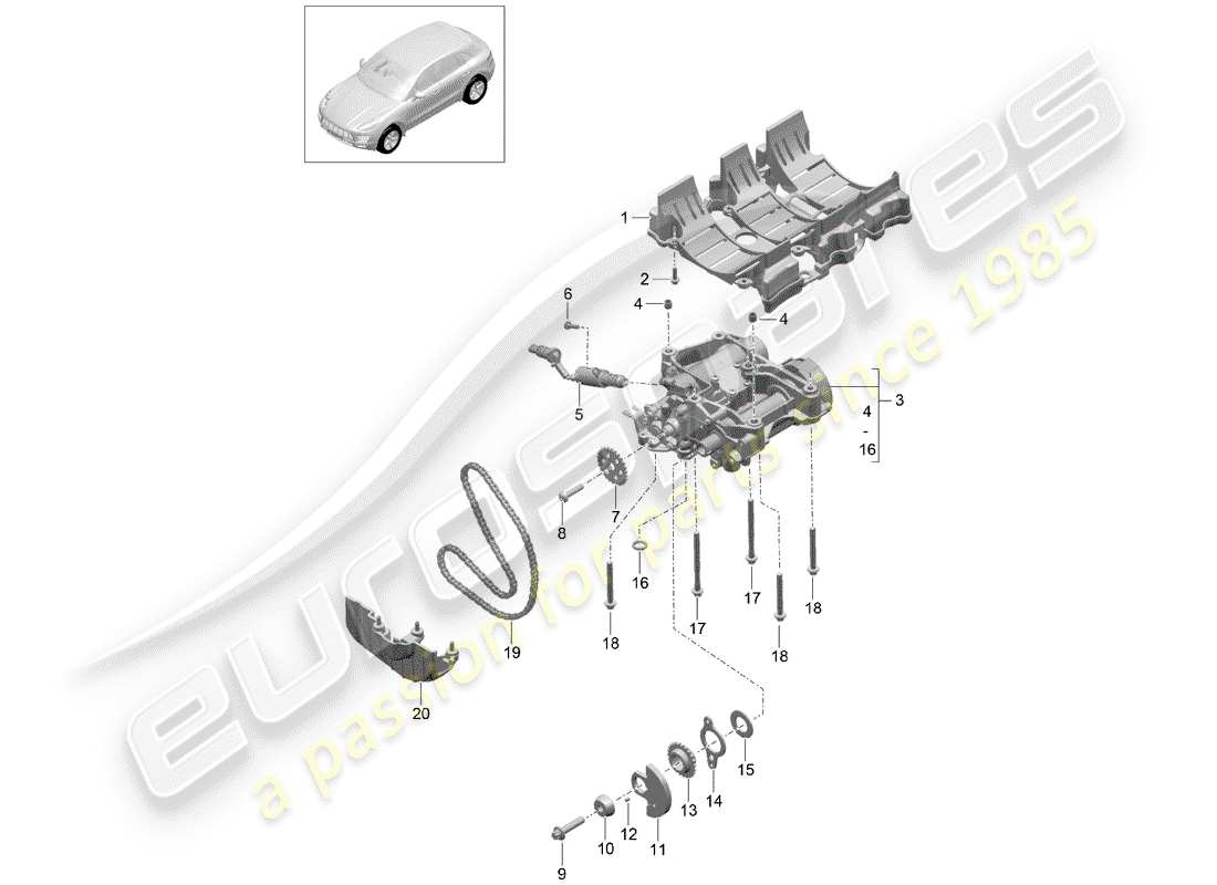 porsche 2015 (macan) oil baffle plate oil pump part diagram