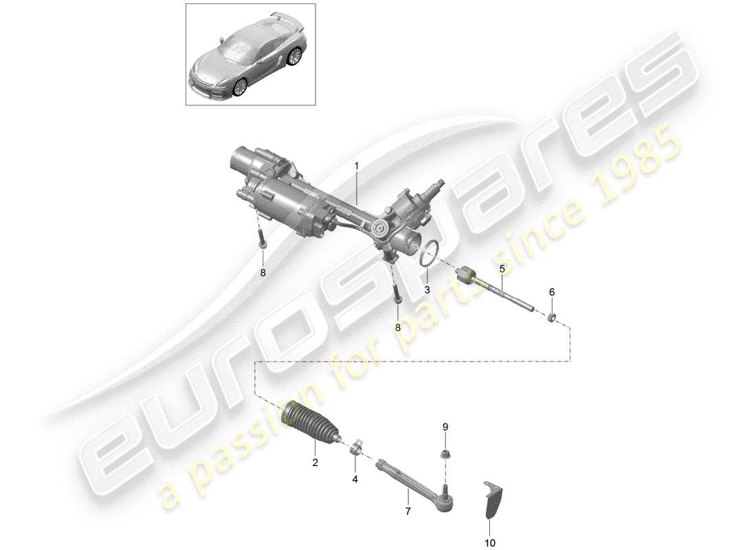 porsche 2016 (981 cayman gt4) steering gear part diagram
