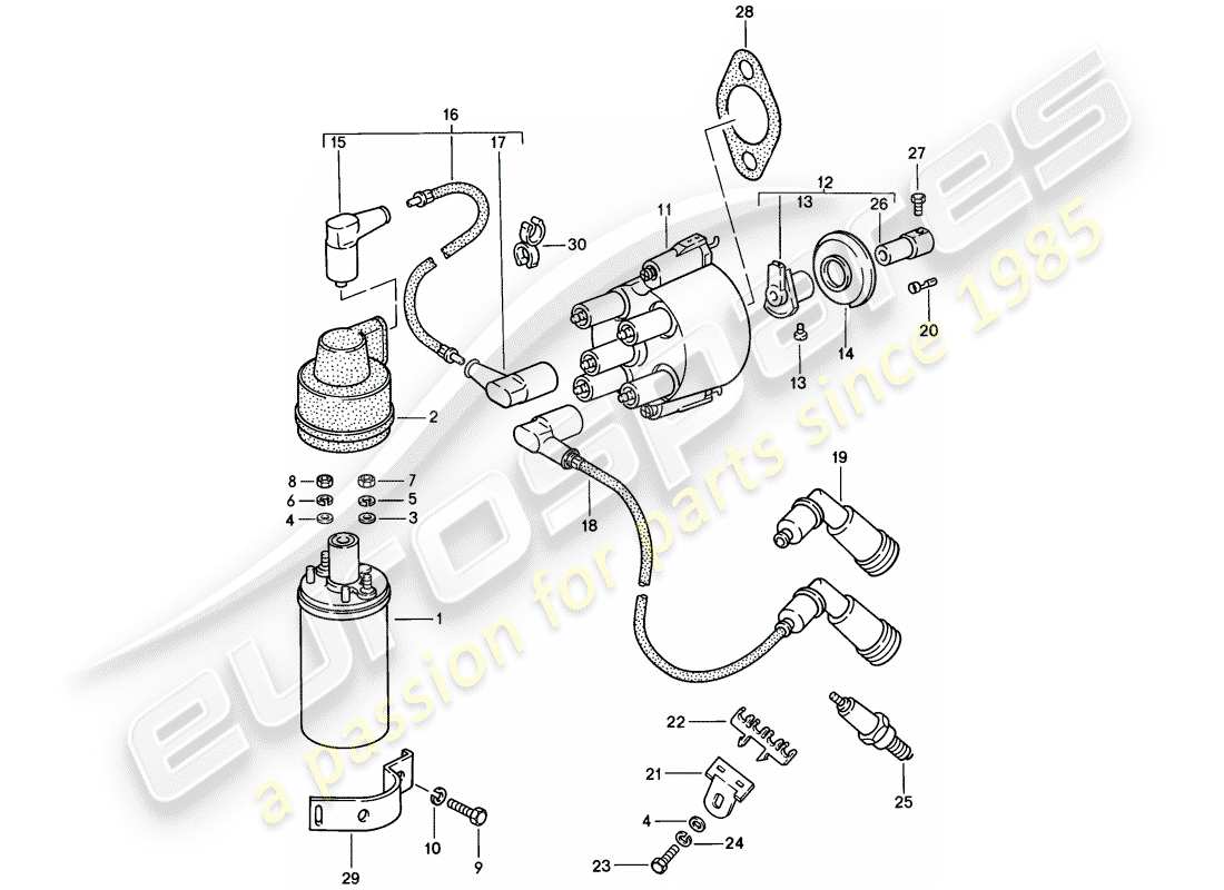 porsche 1987 (944) engine electrics 1 parts diagram