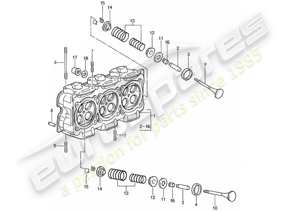 porsche 1988 (959) cylinder head parts diagram