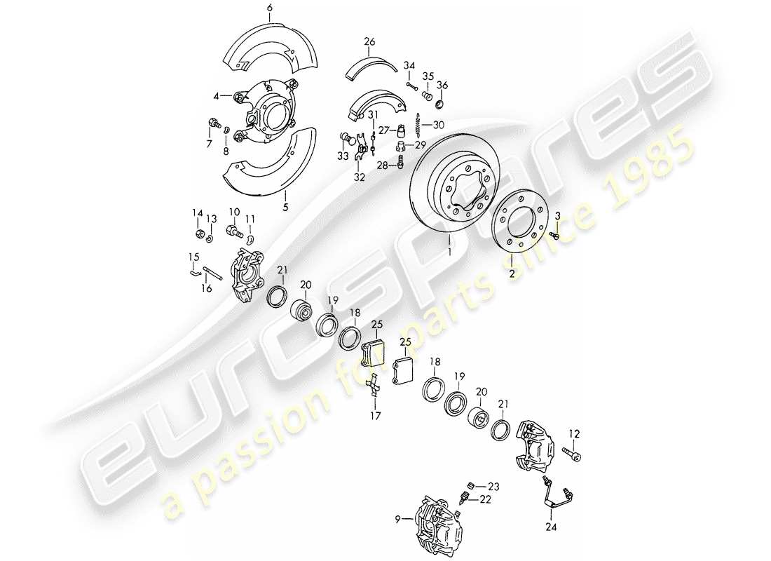 porsche 1969 (911/912) disc brakes - d >> - mj 1968 part diagram