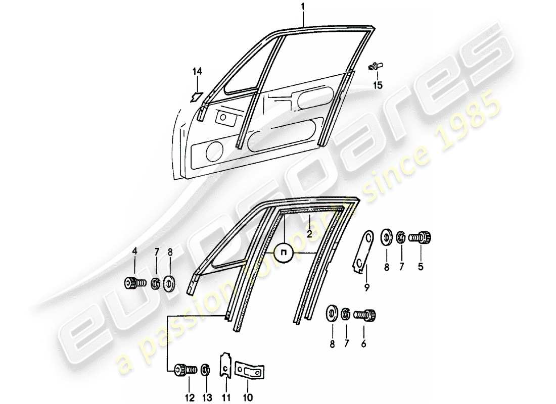 porsche 1982 (911) window frame part diagram