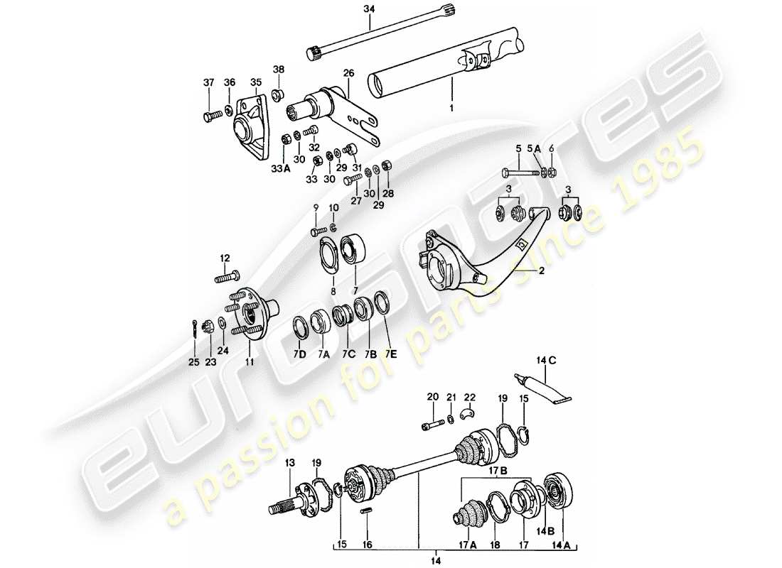 porsche 1978 (911) rear axle part diagram