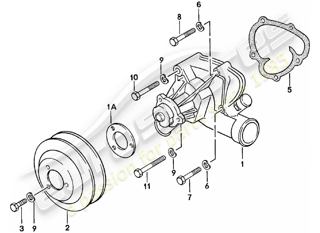 porsche 1982 (924) water pump part diagram