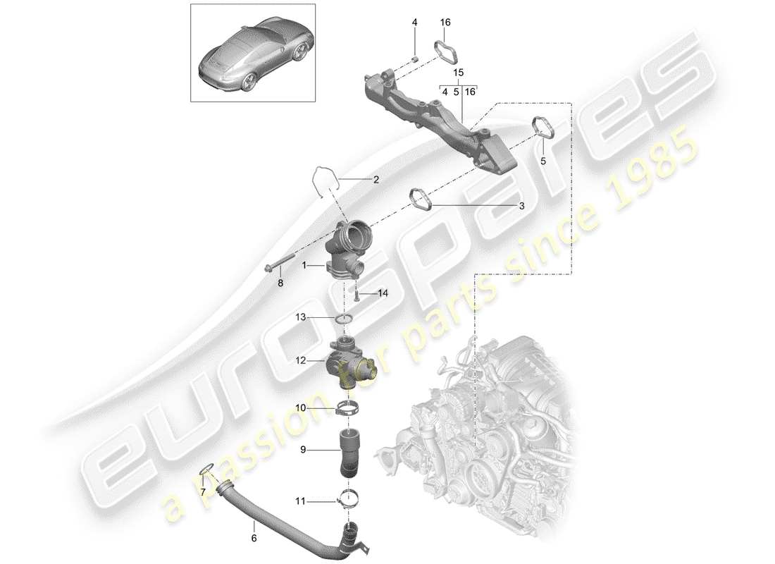 porsche 991 (2014) sub-frame parts diagram