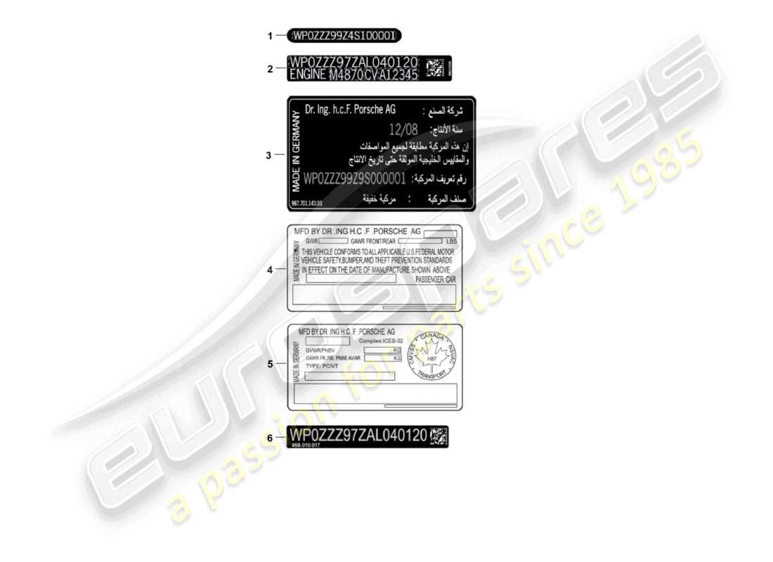porsche 2016 (cayenne e2 92a) signs/notices part diagram