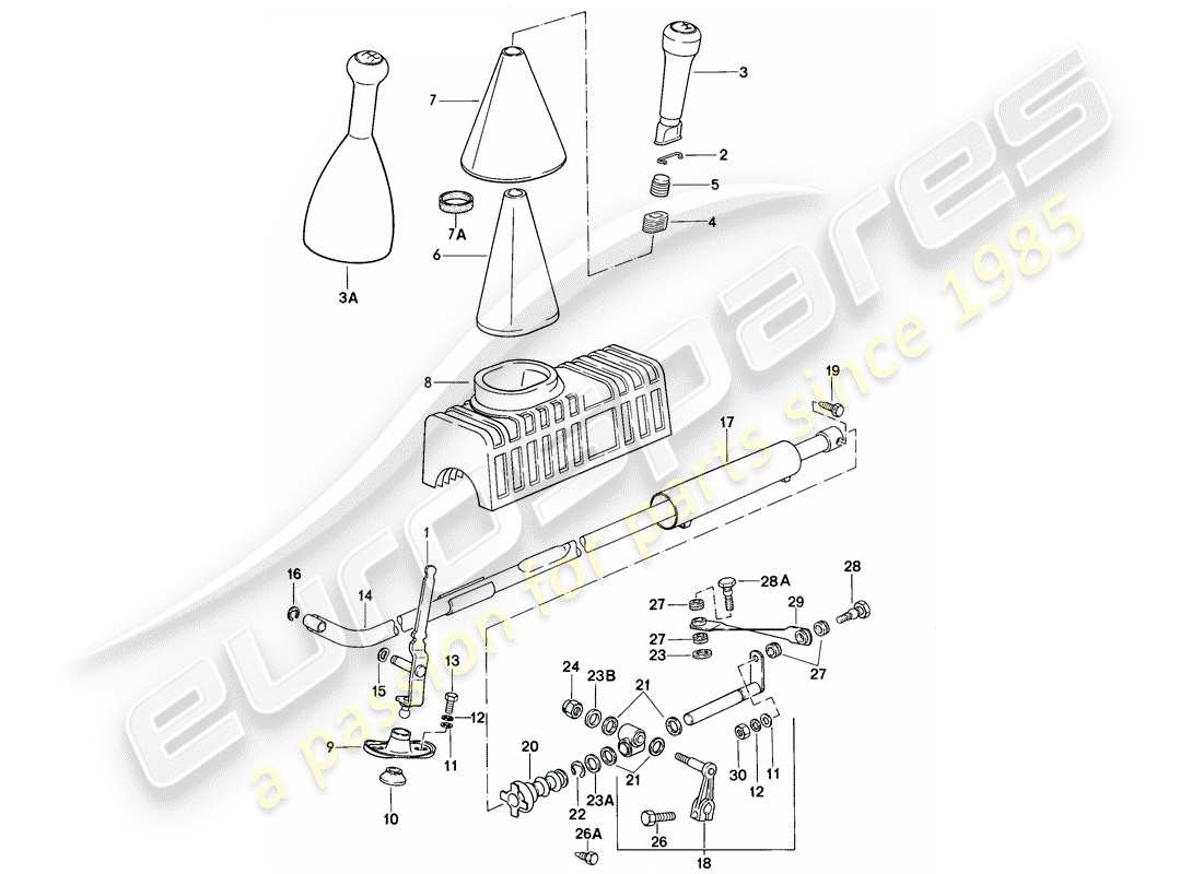 porsche 1987 (944) actuator - for - manual gearbox parts diagram