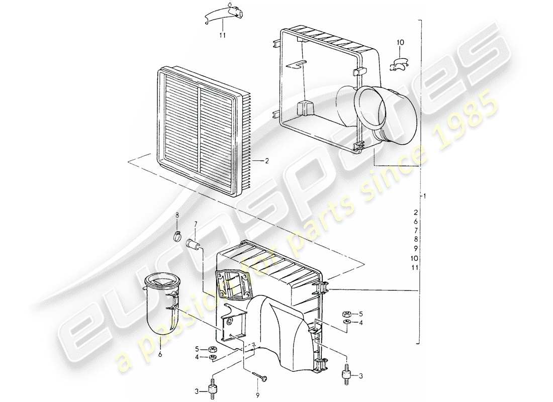 porsche 1992 (964) air cleaner parts diagram