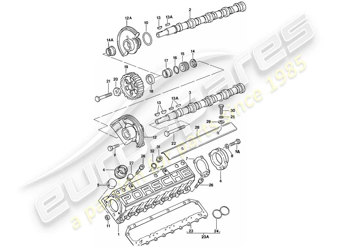 porsche 1982 (928) camshaft parts diagram