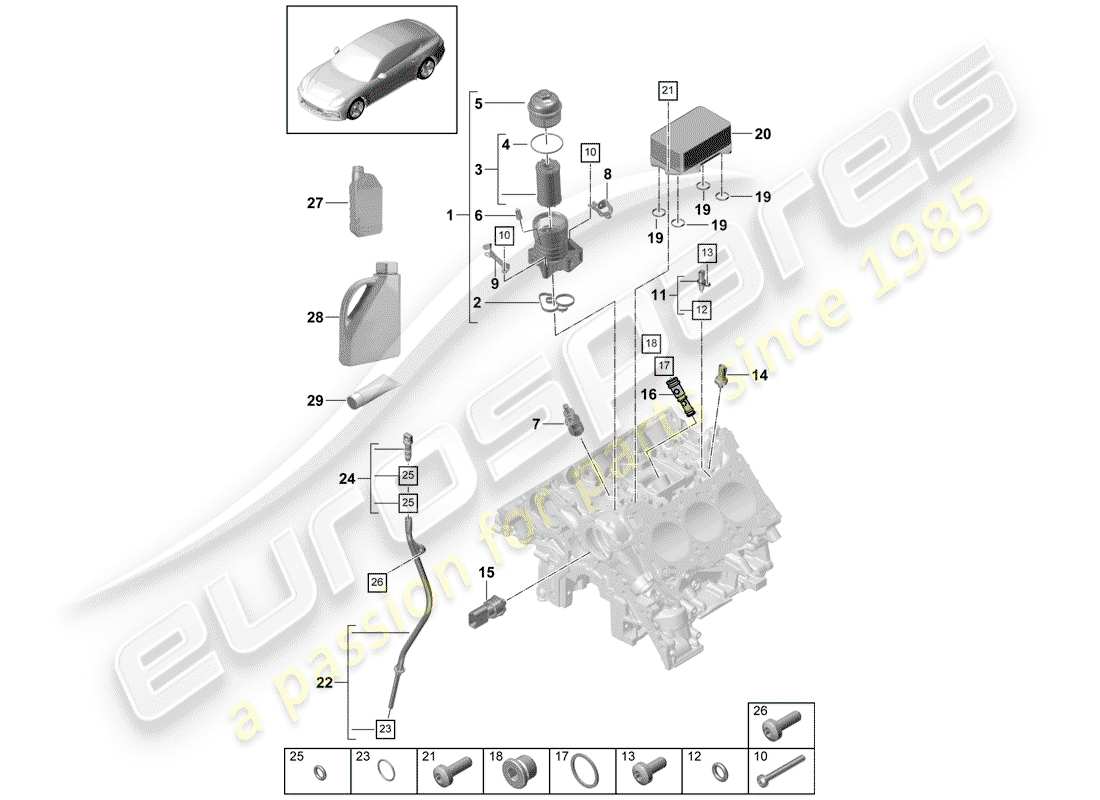 porsche 2018 (panamera 971-1) oil filter console oil cooler part diagram
