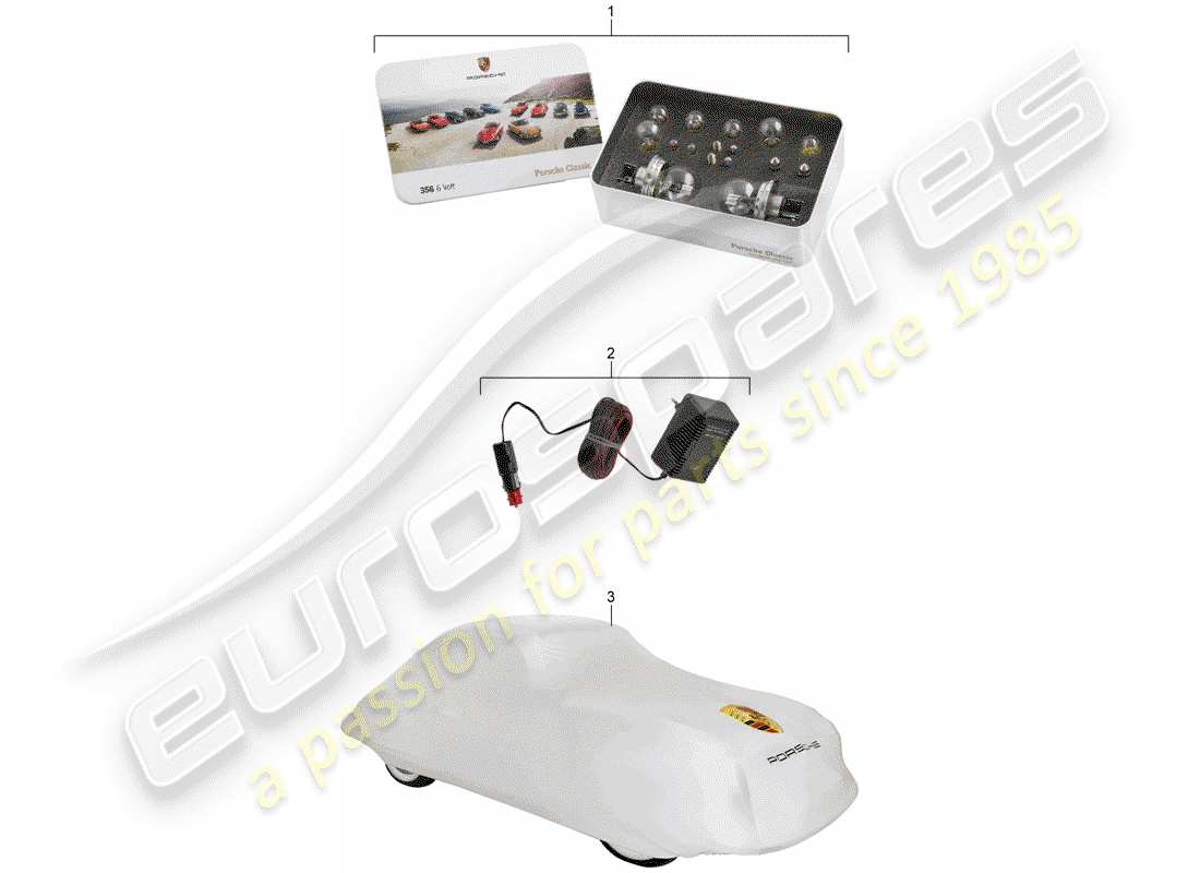 porsche 1951 (356/356a) accessories part diagram