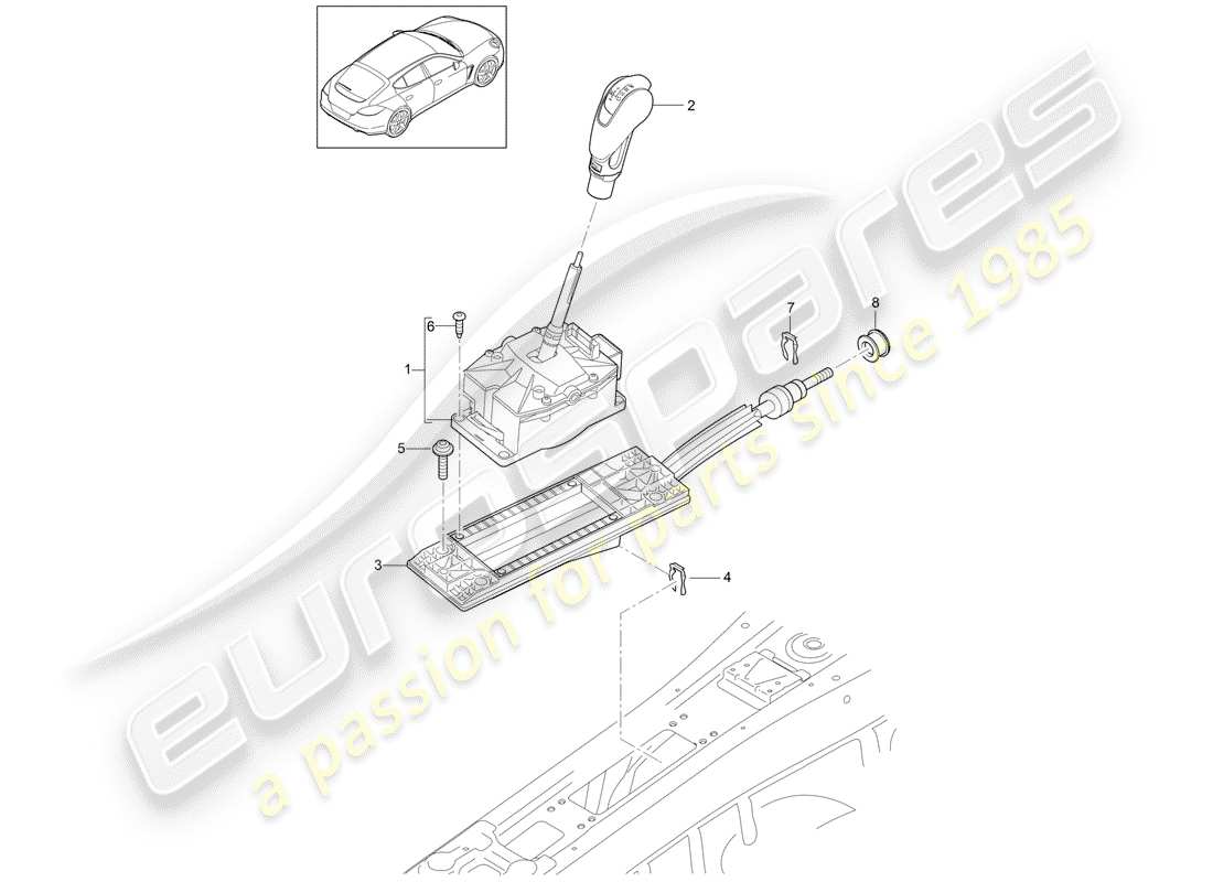 porsche 2014 (panamera 970) selector lever - pdk - tiptronic gearbox part diagram