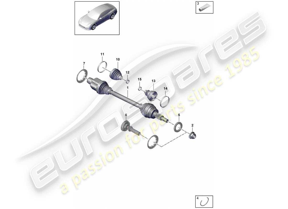 porsche 2018 (panamera 971-1) drive shaft front axle part diagram
